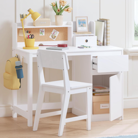Children's Desk And Chair Set With Bookshelf